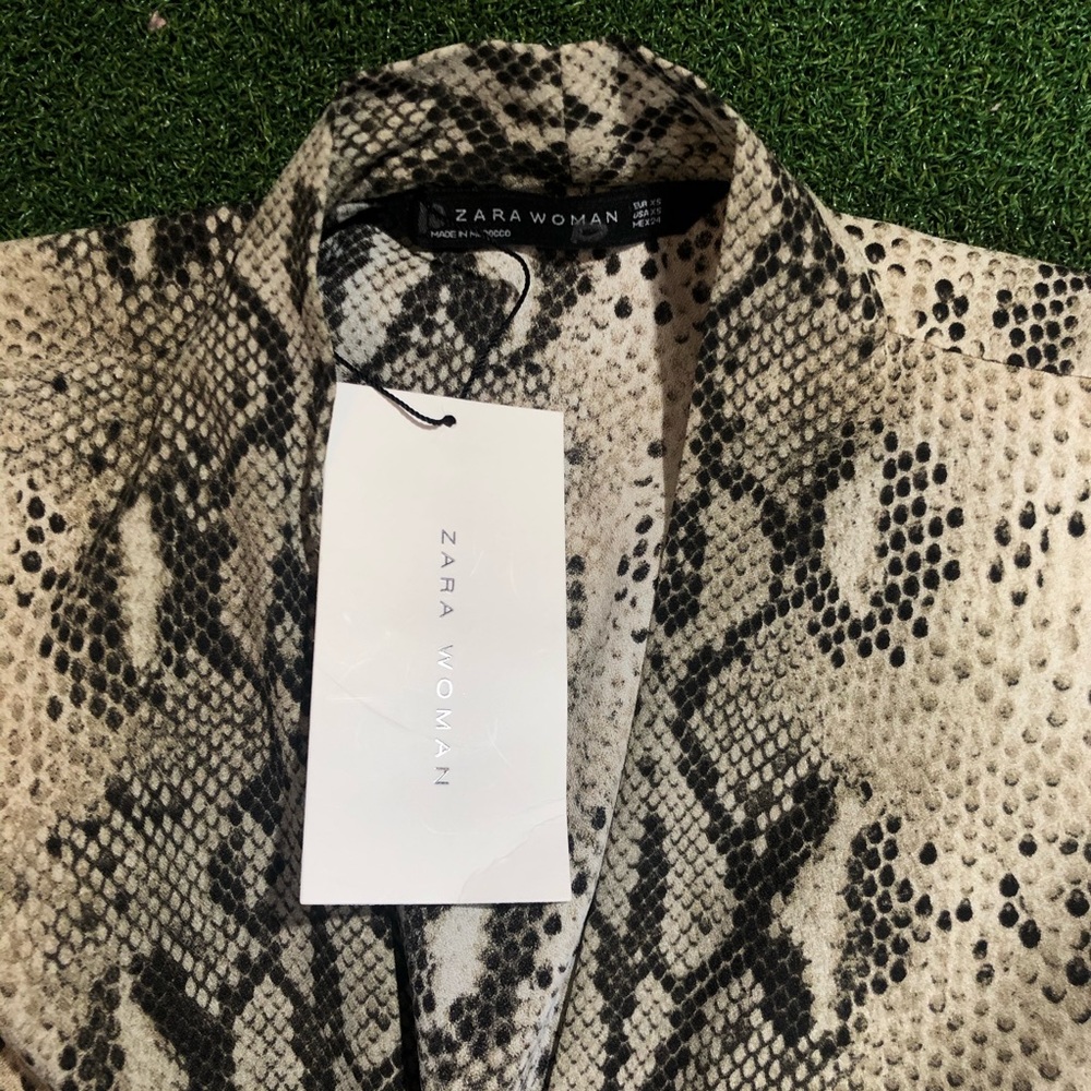 NWT ZARA Snake Skin Print Midi V Neck Dress - Picture 6 of 8